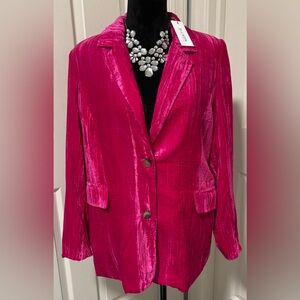 NWT Ellison Fuchsia Crushed Velvet Blazer
